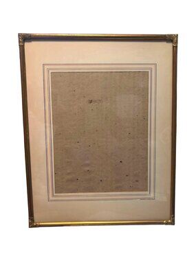 Vintage Copper Art Deco 11x14 Frame Hand Drawn French Detail Mat 9x7 Artwork